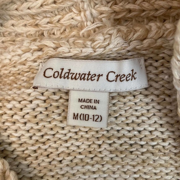 Coldwater Creek Womens Beige Chunky‎ Open Knit Cotton Cardigan Sweater Sz M - Picture 6 of 10